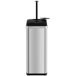 Halo Stainless Steel Sensor Trash Can With Built-In Compactor And AbsorbX Odor Control System, 13 Gal., Silver (CP13P)