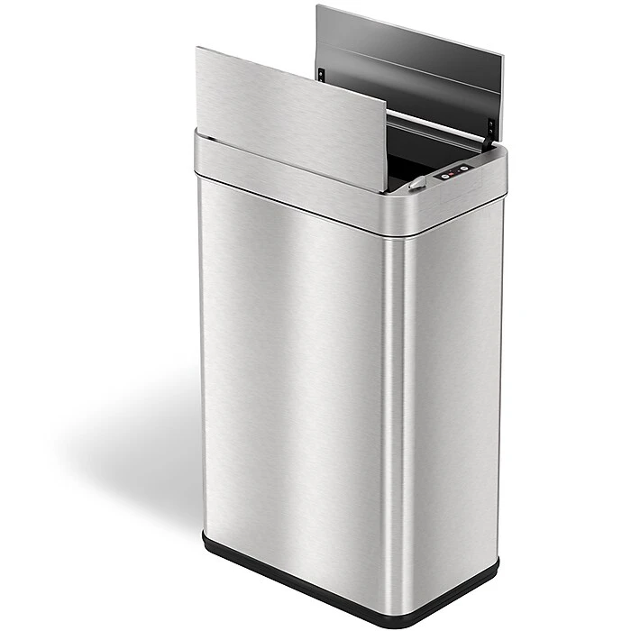 ITouchless Stainless Steel Wings Open Lid Sensor Trash Can With AbsorbX Odor Control, Silver, 13 Gal. (WS13RSL) - Image 7