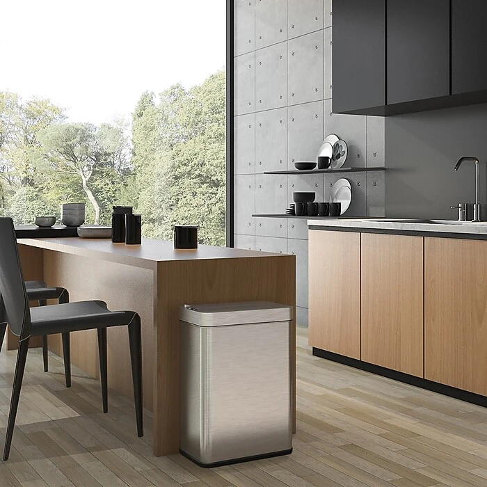 ITouchless Stainless Steel Wings Open Lid Sensor Trash Can With AbsorbX Odor Control, Silver, 13 Gal. (WS13RSL) - Image 3