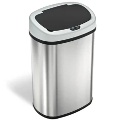 ITouchless SensorCan Stainless Steel Sensor Trash Can With AbsorbX Odor Control System, Silver, 13 Gal. (ITOS13B)
