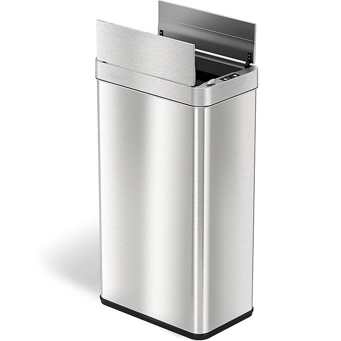ITouchless Stainless Steel Wings Open Lid Sensor Trash Can With AbsorbX Odor Control, Silver, 13 Gal. (WS13RSL) - Image 8