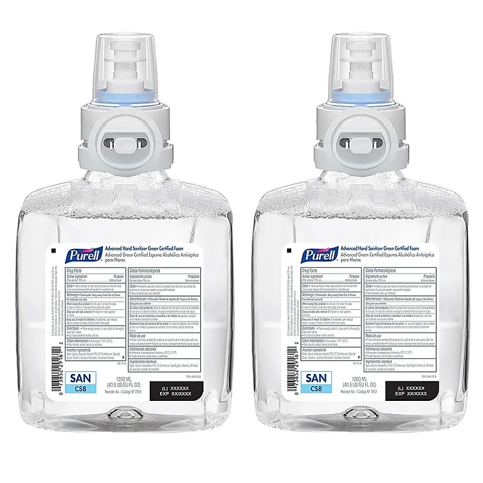 PURELL® 70% Alcohol Foaming Advanced Hand Sanitizer Refill For CS8 Touch-Free Dispensers, 1200 ML, 2/CT (7851-02)