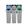Rubbermaid Slim Jim Recycling Station Three Stream Landfill/Mixed Recycling/Compost, 23 Gal., Gray (2007918)