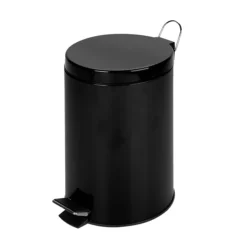 Honey-Can-Do Steel Round Step Trash Can With Lid, Black, 3.17 Gallon (TRS-05170)