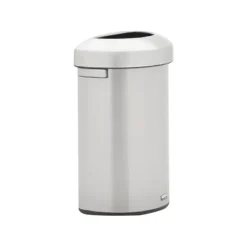 Rubbermaid Refine Stainless Steel Trash Can With Open Lid, 16 Gallons, Silver (2147550)