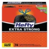 Hefty Ultra Strong 30 Gallon Tall Kitchen Trash Bags, 1.1 Mil, Black, 74 Bags/Box, 3 Boxes/Carton