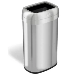 ITouchless Dual-Deodorizer Open-Top Stainless Steel Trash Can With No Lid, Brushed, 16 Gal. (OL16STV)