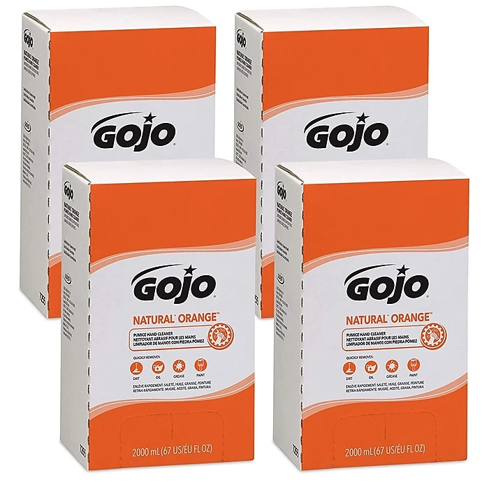 GOJO Natural Orange Pumice Hand Cleaner Refill, Orange Citrus, 67 Oz., 4/Carton (7255-04)