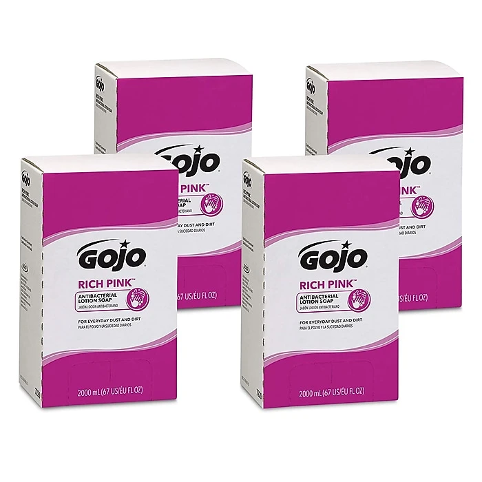 GOJO Rich Pink Antibacterial Lotion Soap Refill, Floral, 67 Oz., 4/Carton (7220-04)