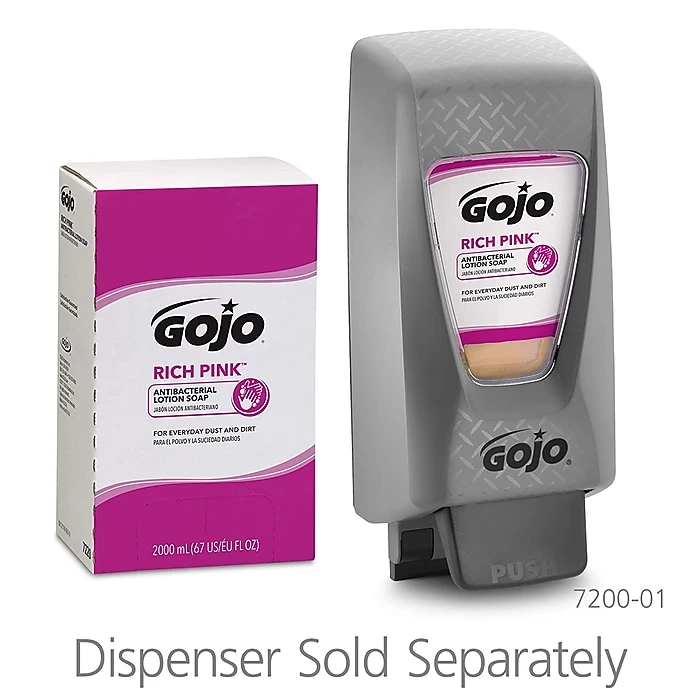 GOJO Rich Pink Antibacterial Lotion Soap Refill, Floral, 67 Oz., 4/Carton (7220-04) - Image 3