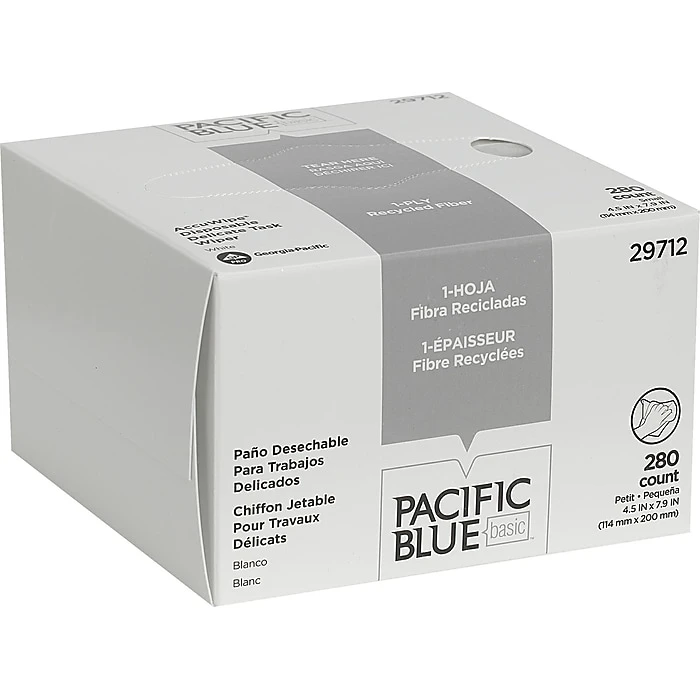 Pacific Blue Basic AccuWipe Fiber Wipers, White, 280/Pack, 60 Packs/Carton (29712CT) - Image 2