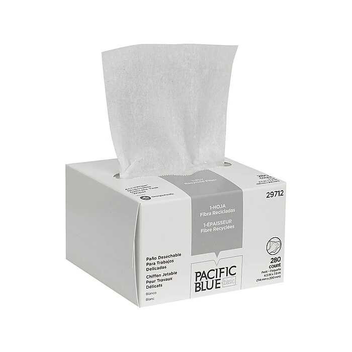 Pacific Blue Basic AccuWipe Fiber Wipers, White, 280/Pack, 60 Packs/Carton (29712CT) - Image 6