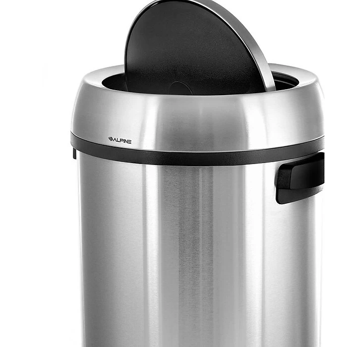 Alpine Industries Commercial Trash Can With Swing Lid, Stainless Steel, 17 Gallon (470-65L-1) - Image 2