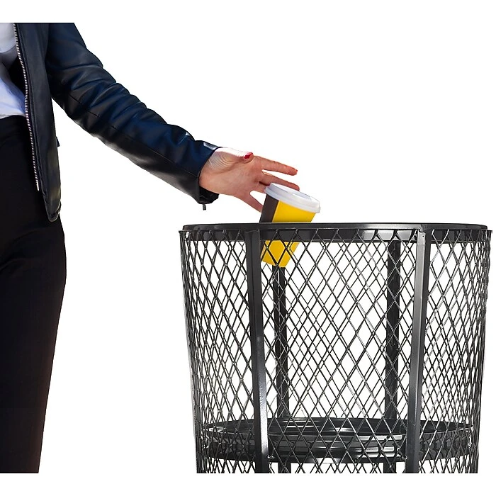 Alpine Industries Outdoor Trash Can, 48 Gallon, Metal Mesh (473-48-BLK) - Image 6