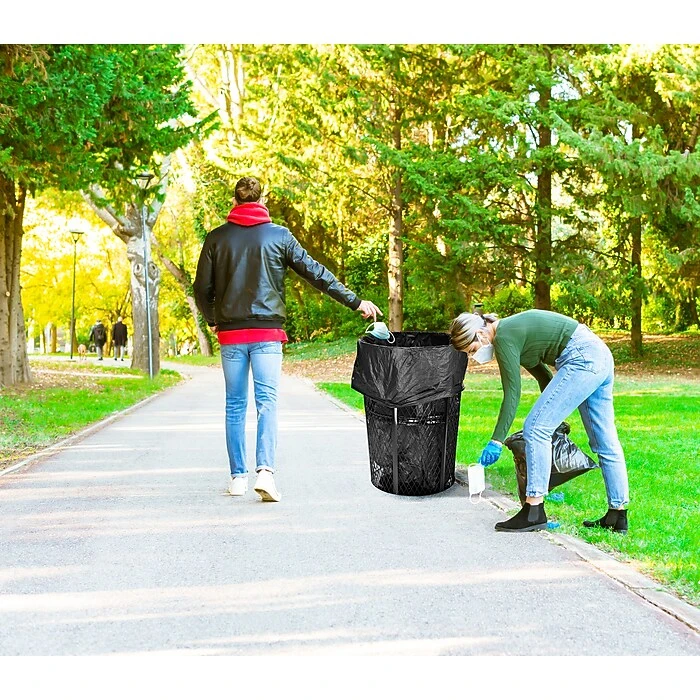 Alpine Industries Outdoor Trash Can, 48 Gallon, Metal Mesh (473-48-BLK) - Image 8