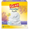 Glad ForceFlex Tall Kitchen Drawstring White Trash Bags, 13 Gallon, Mediterranean Lavender Scent, 110 Bags/Box (79157)