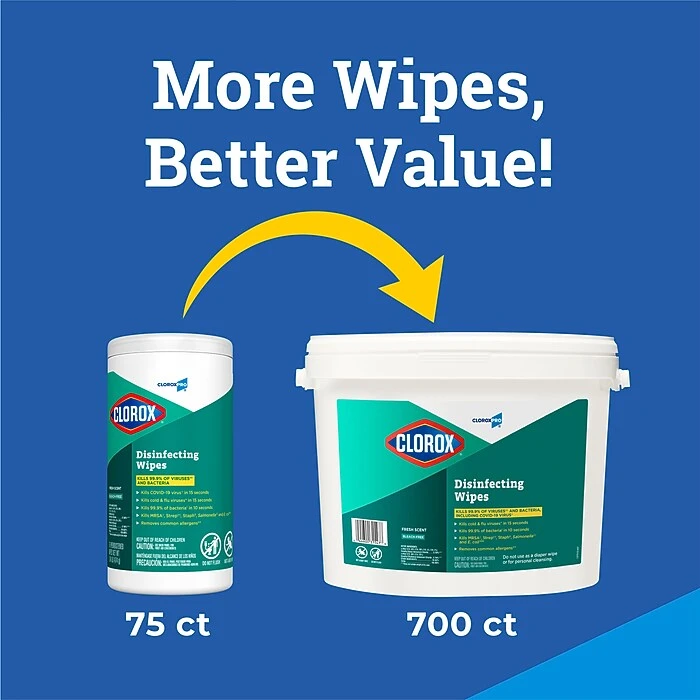 Clorox Commercial Solutions Disinfecting Wipes Refill, Fresh Scent Scent, 700 Wipes/Container (31547) - Image 5