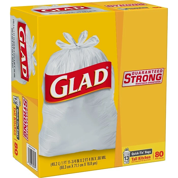 Glad® Medium Quick-Tie® Trash Bags - ForceFlex® 13 Gallon White Trash Bag, Unscented - 80 Count (70403) - Image 5