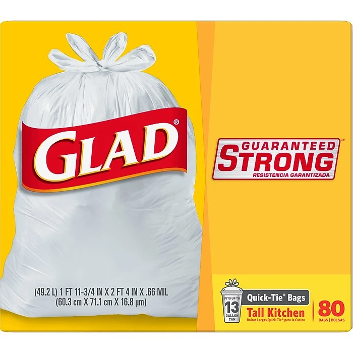 Glad® Medium Quick-Tie® Trash Bags - ForceFlex® 13 Gallon White Trash Bag, Unscented - 80 Count (70403) - Image 6