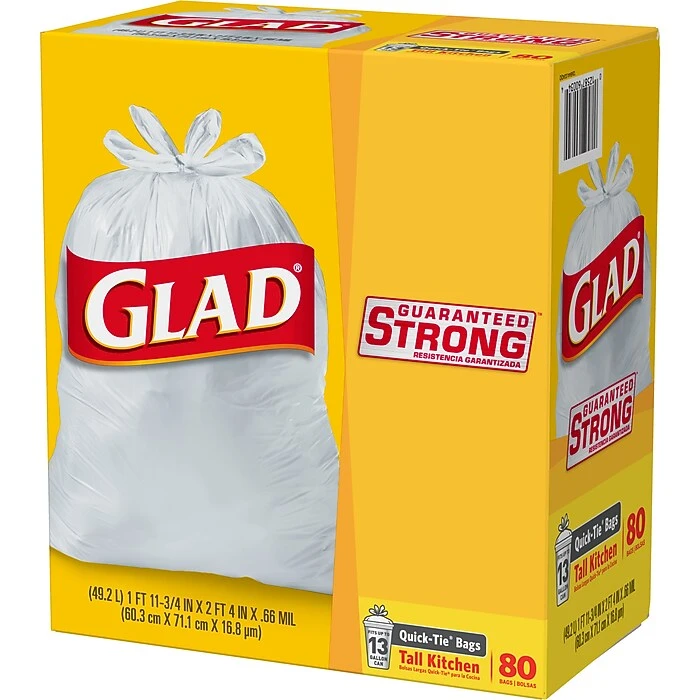 Glad® Medium Quick-Tie® Trash Bags - ForceFlex® 13 Gallon White Trash Bag, Unscented - 80 Count (70403) - Image 7