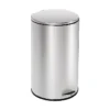 Honey-Can-Do Steel Indoor Semi-Round Step Trash Can With Hinged Lid, 10.56 Gallon, Silver (TRS-09332)