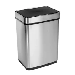 Honey-Can-Do Motion Sensor Steel Indoor Trash Can With Automatic Lid, 13.2 Gallon, Silver (TRS-08414)