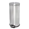 Honey-Can-Do Steel Indoor Round Step Can Trash Can With Hinged Lid, 7.92 Gallon, Silver (TRS-09074)