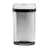 Honey-Can-Do Steel Indoor Square Step Trash Can With Hinged Lid, 13.2 Gallon, Silver (TRS-08993)