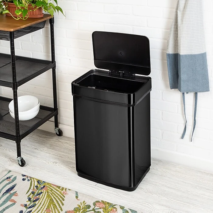 Honey-Can-Do Motion Sensor Steel Indoor Trash Can With Automatic Lid, 13.2 Gallon, Black (TRS-08415) - Image 3