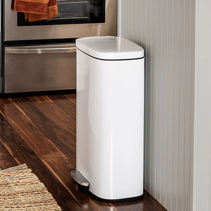 Honey-Can-Do Steel Indoor Trash Can Set With Hinged Lid, 7.92 & 1.32 Gallon, White (TRS-09076) - Image 3