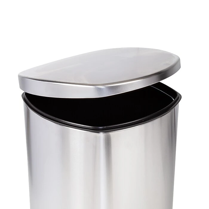 Honey-Can-Do Steel Indoor Square Soft-Close Step Trash Can With Hinged Lid, 13.2 Gallon, Silver (TRS-09335) - Image 5