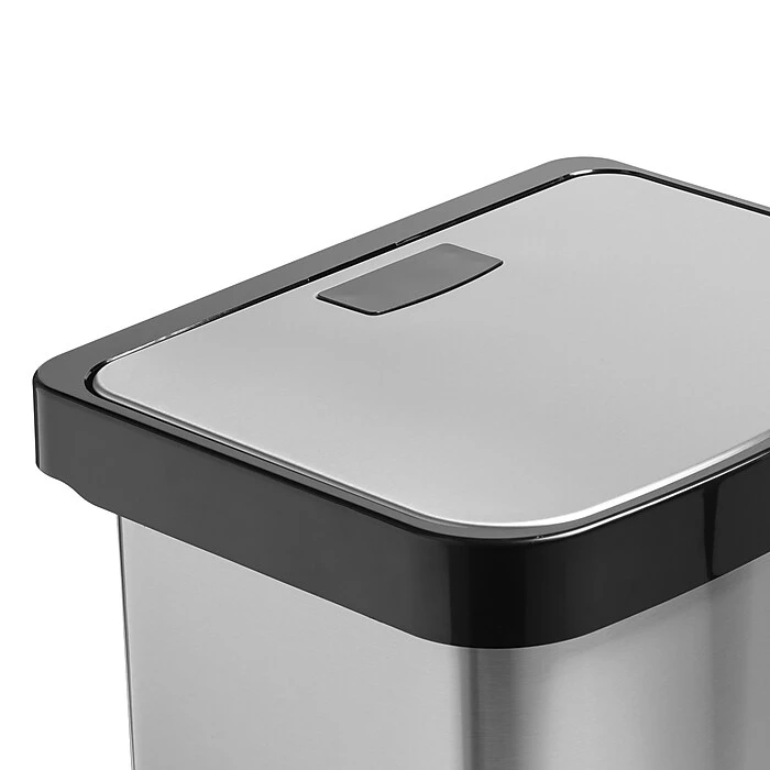 Honey-Can-Do Steel Indoor Square Step Trash Can With Hinged Lid, 13.2 Gallon, Silver (TRS-08993) - Image 5
