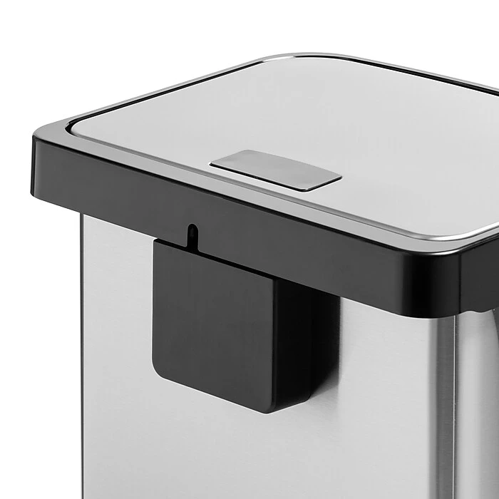 Honey-Can-Do Steel Indoor Square Step Trash Can With Hinged Lid, 13.2 Gallon, Silver (TRS-08993) - Image 7