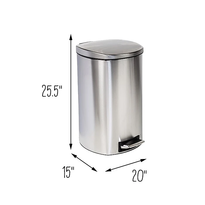 Honey-Can-Do Steel Indoor Square Soft-Close Step Trash Can With Hinged Lid, 13.2 Gallon, Silver (TRS-09335) - Image 9