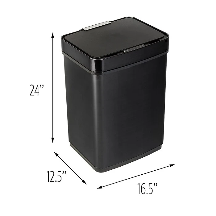 Honey-Can-Do Motion Sensor Steel Indoor Trash Can With Automatic Lid, 13.2 Gallon, Black (TRS-08415) - Image 9