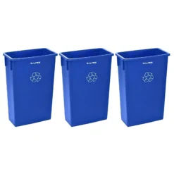 Alpine Industries Trash Can, 23 Gallon, Blue, 3/Pack (477-BLU-3PK)
