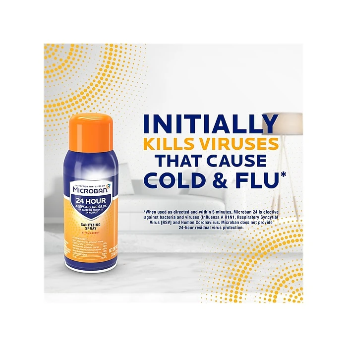 Microban 24 Disinfecting Sanitizing Spray, Citrus Scent, 2.8 Oz. (28078) - Image 7