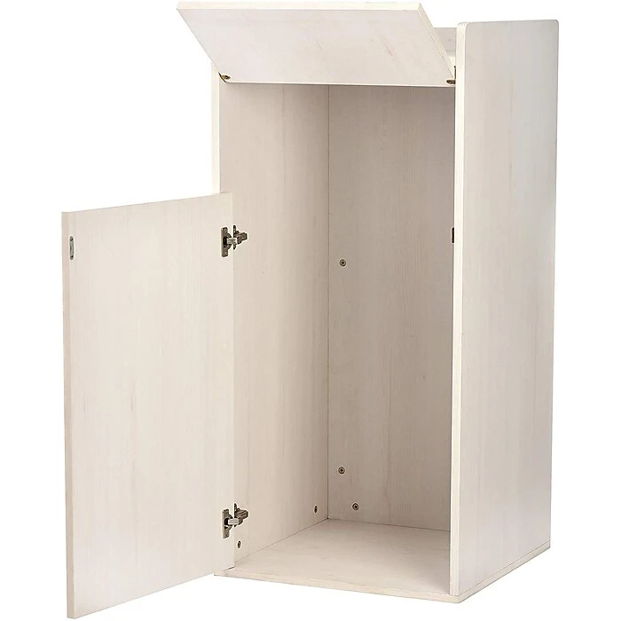 Alpine Industries 40 Gal. White Wood Commercial Tray Top Waste Enclosure Trash Receptacle - Image 4
