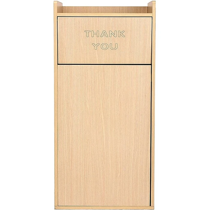 Alpine Industries 40 Gal. Oak Finish Wood Commercial Tray Top Waste Enclosure Trash Receptacle - Image 7