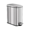 ITouchless SoftStep Slim Stainless Steel Step Trash Can With Hinged Lid, 1.29 Gallon (PS01RSS)