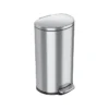 ITouchless SoftStep Semi-Round Stainless Steel Step Trash Can With Hinged Lid, 7.93 Gallon (IP08DSS)