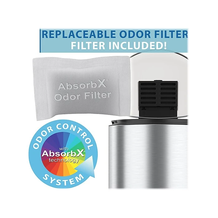 ITouchless SoftStep Semi-Round Stainless Steel Step Trash Can With Hinged Lid, 7.93 Gallon (IP08DSS) - Image 2