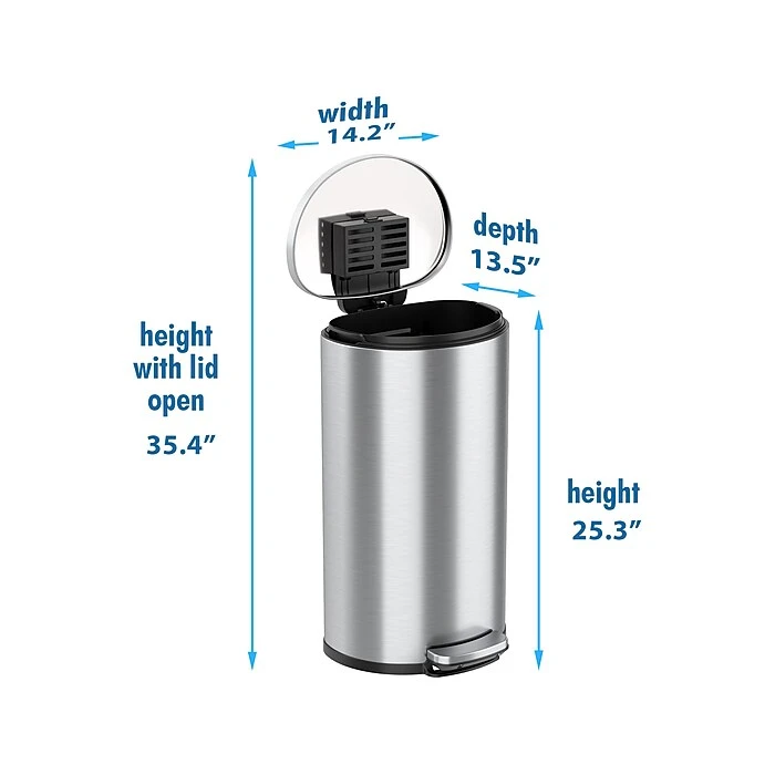 ITouchless SoftStep Semi-Round Stainless Steel Step Trash Can With Hinged Lid, 7.93 Gallon (IP08DSS) - Image 3