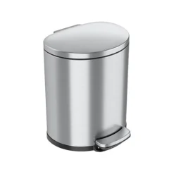 ITouchless SoftStep Semi-Round Stainless Steel Step Trash Can With Hinged Lid, 5.02 Gallon (IP05DSS)