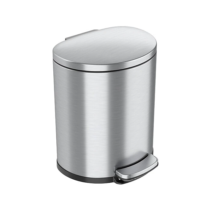 ITouchless SoftStep Semi-Round Stainless Steel Step Trash Can With Hinged Lid, 5.02 Gallon (IP05DSS)
