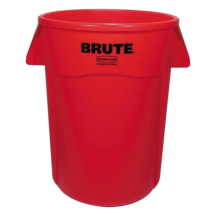 Rubbermaid® Commercial Brute Vented Trash Receptacle, Round, 44 Gal, Red (FG264360RED) - Image 2