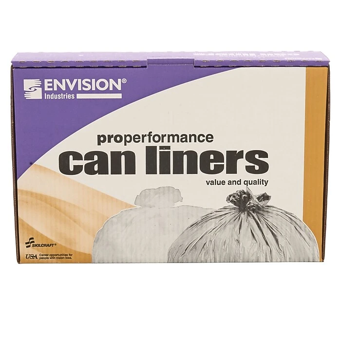 Envision 40-45 Gallon Trash Bags, High Density, 12 Mic, Natural, 25 Bags/Roll, 10 Rolls (H-404813-C) - Image 7