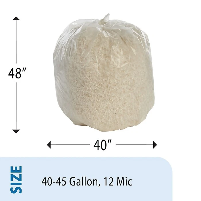 Envision 40-45 Gallon Trash Bags, High Density, 12 Mic, Natural, 25 Bags/Roll, 10 Rolls (H-404813-C) - Image 2
