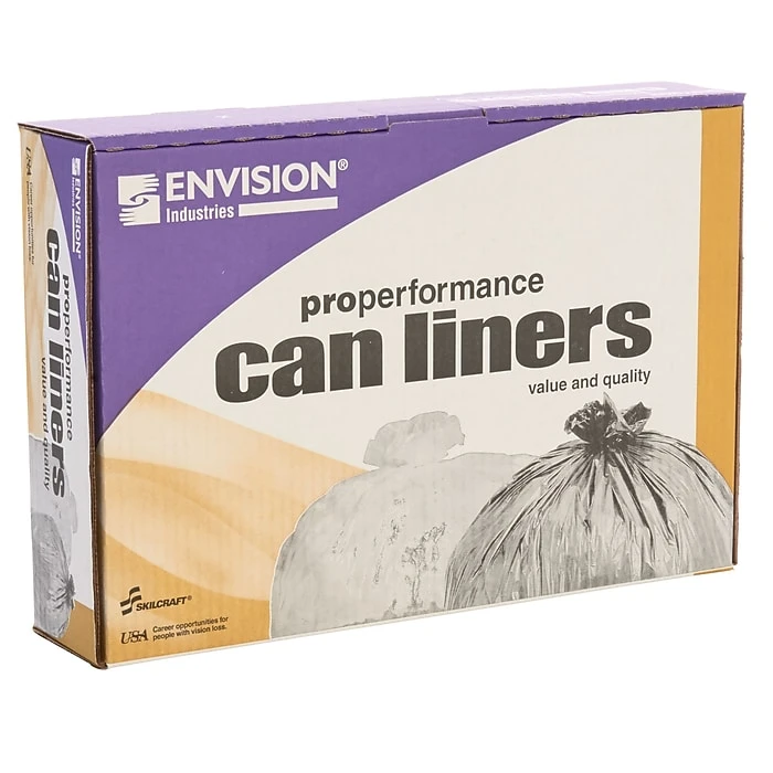 Envision 40-45 Gallon Trash Bags, High Density, 12 Mic, Natural, 25 Bags/Roll, 10 Rolls (H-404813-C) - Image 6