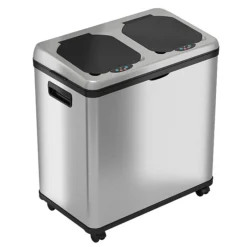 ITouchless Halo Dual Compartment Stainless Steel Sensor Recycle Bin And Trash Can, 16 Gallon (RT16SS)